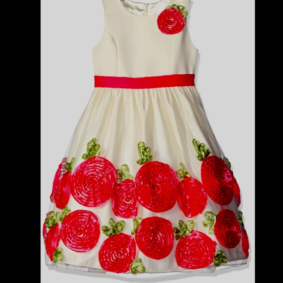 DRESS + CARDIGAN 3D floral flowers ROSES rosette - Picture 5 of 7